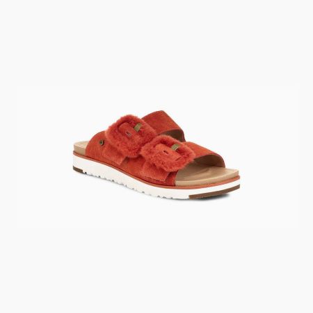 UGG Fluff Indio Red Sandals for Women (FBJQ67981)